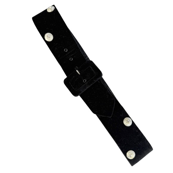 Vintage The Limited Rhinestone Belt Velvet Womens Size Large Hollywood Glam - Picture 2 of 14